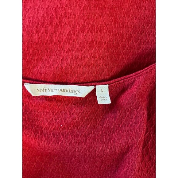 Soft Surroundings Womens Red Sleeveless Textured Fit and Flare Midi Dress LARGE - Picture 3 of 11